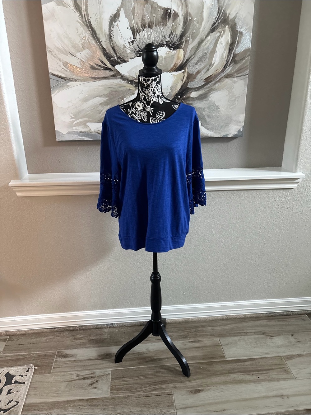 Chico's Cobalt Blue Lace Bell-Sleeve Top